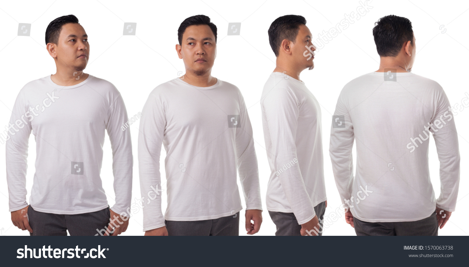 Download White Long Sleeved Tshirt Mock Front Stock Photo Edit Now 1570063738