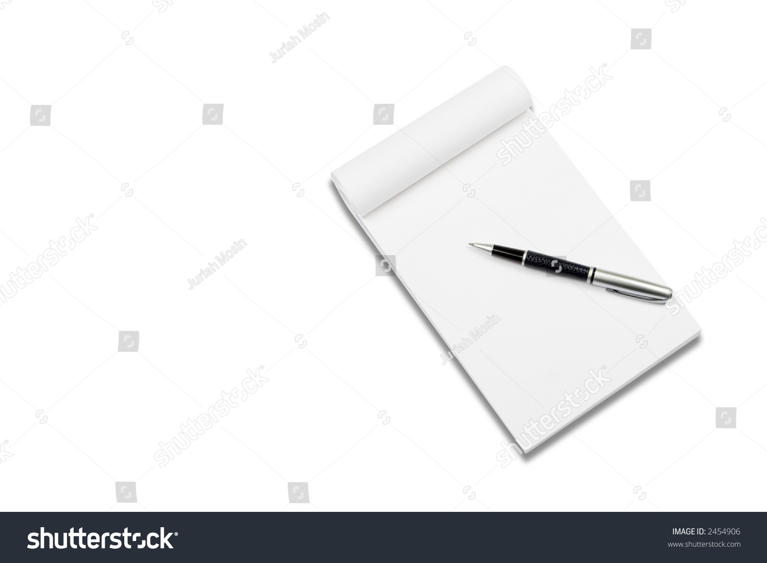 White Notebook With Stylish Pen, Isolated On White Background. Stock ...