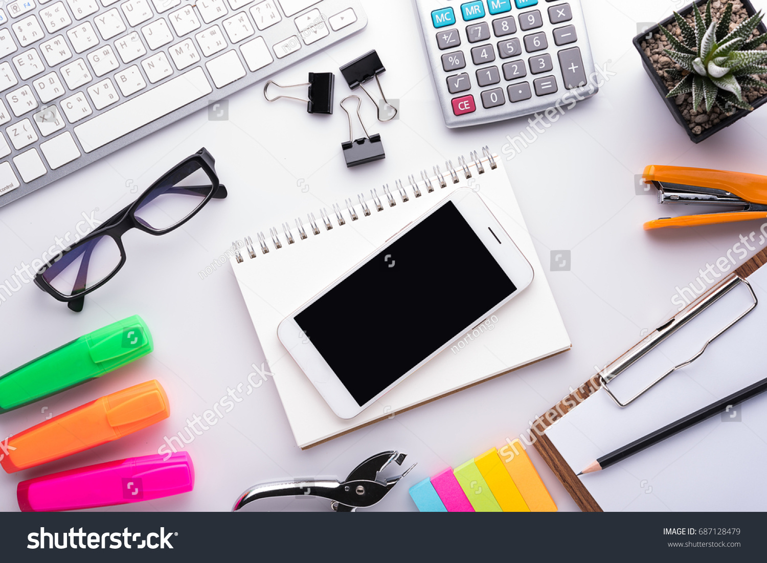 White Office Desk Table School Accessories Stock Photo Edit Now