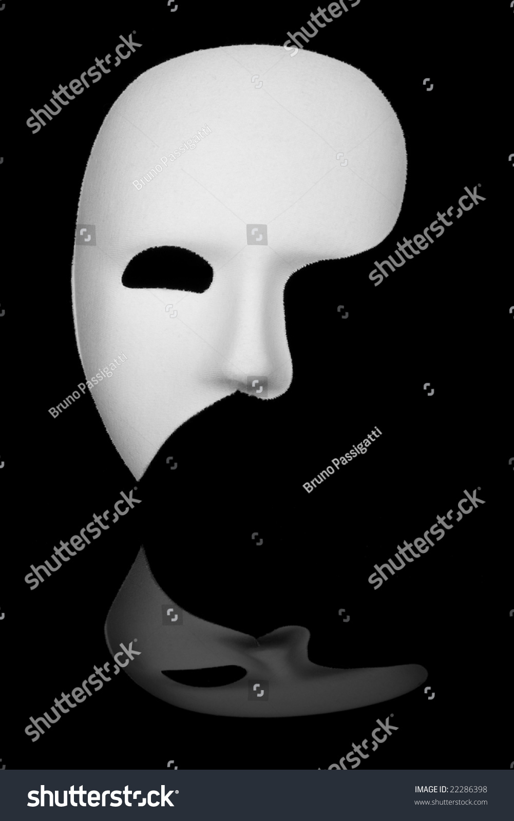 White Phantom Of The Opera Half Face Mask Isolated On Black Background ...