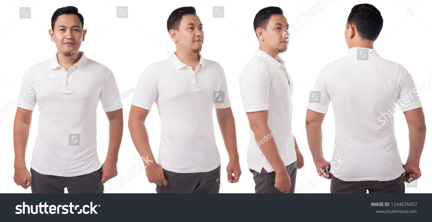 White Polo Tshirt Mock Front Back Stock Photo 1244676457 | Shutterstock