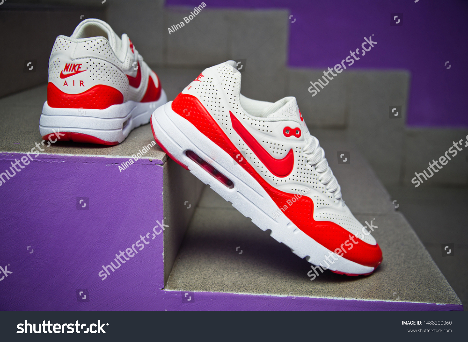 White Red Nike Air Max 87 Stock Photo 