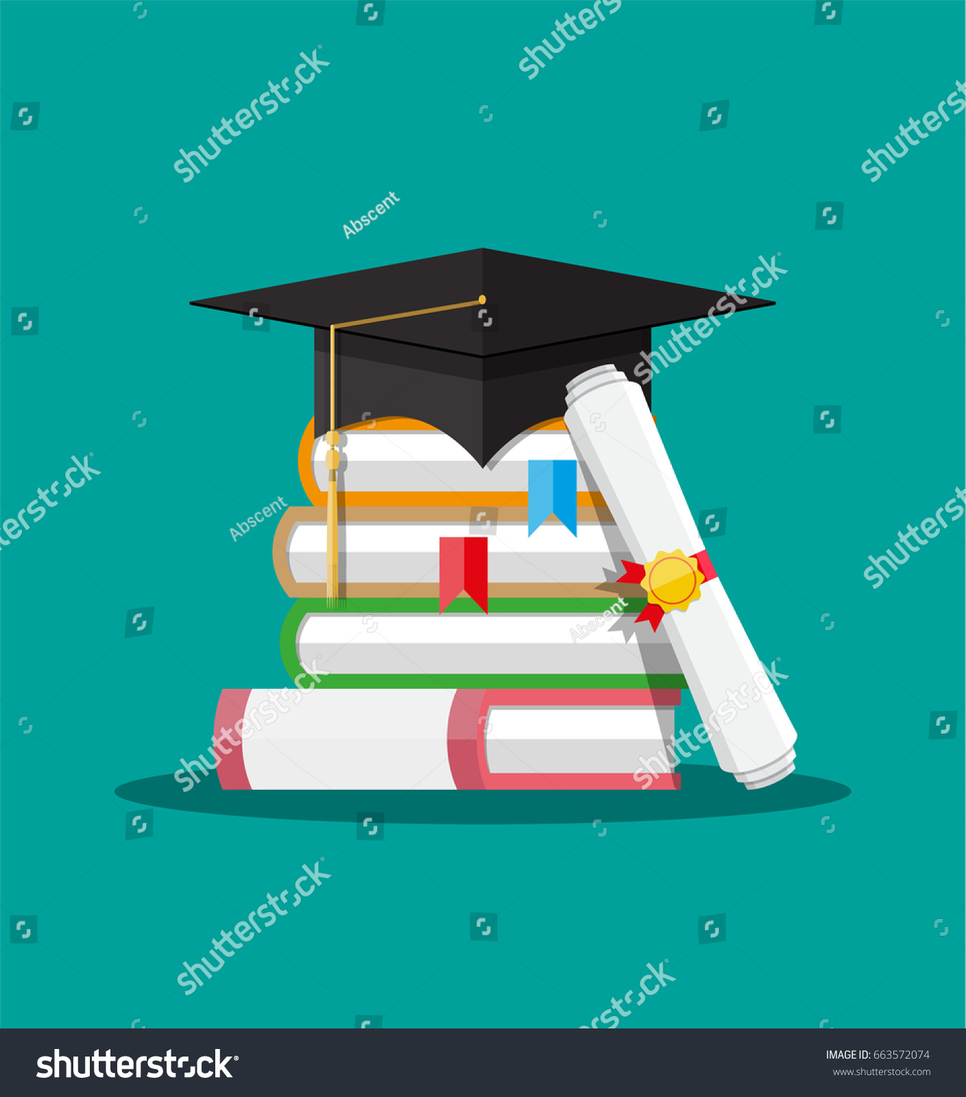 White Rolled Paper Diploma Scroll Yellow Stock Illustration