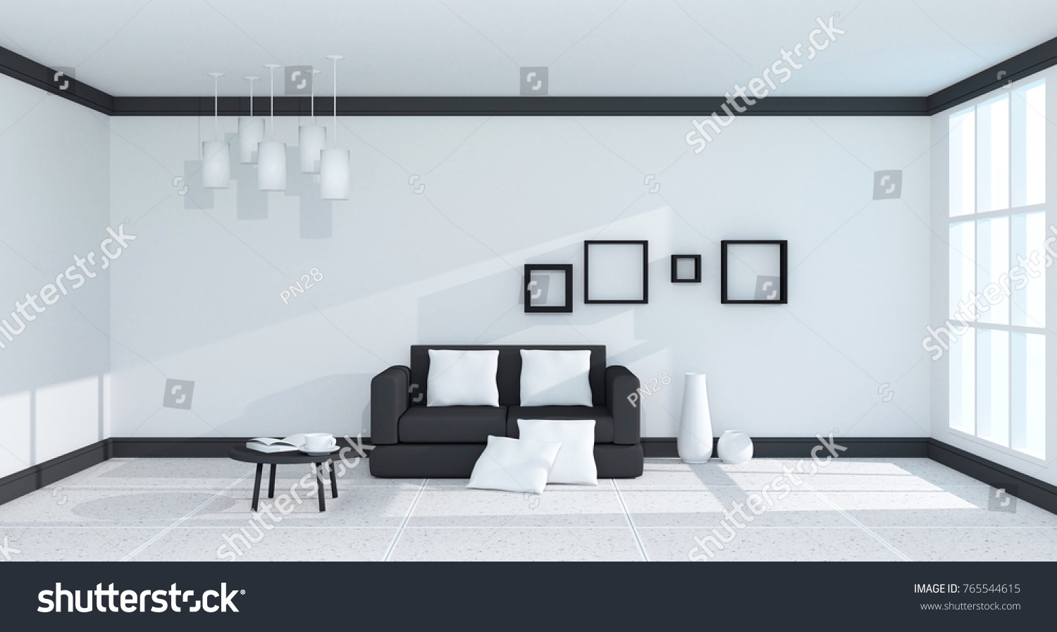 White Room Lamp Sofa Interior Design Stock Illustration 765544615