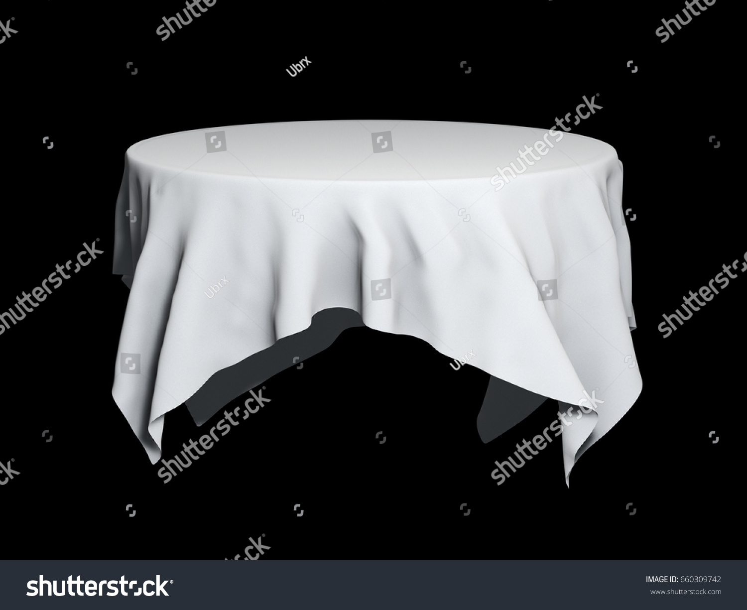 White Round Table Cloth Mockup Isolated Stock Illustration 660309742