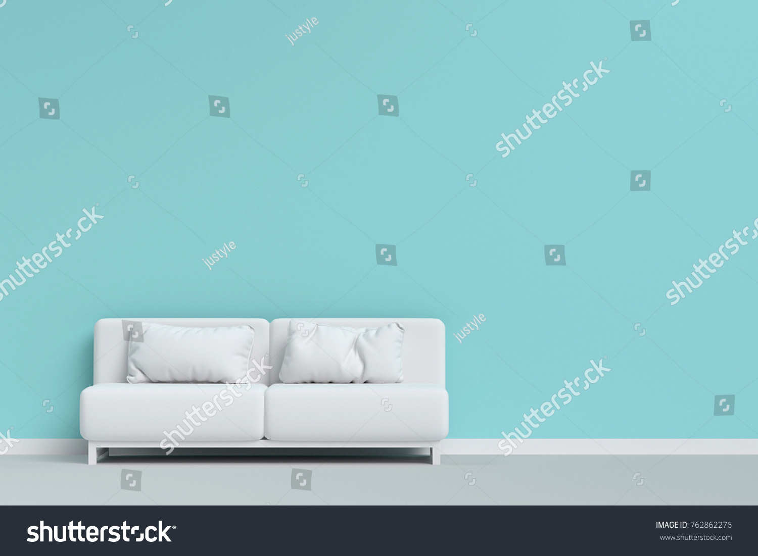 White Sofa Pillow On Floor Mint Stock Photo Edit Now 762862276