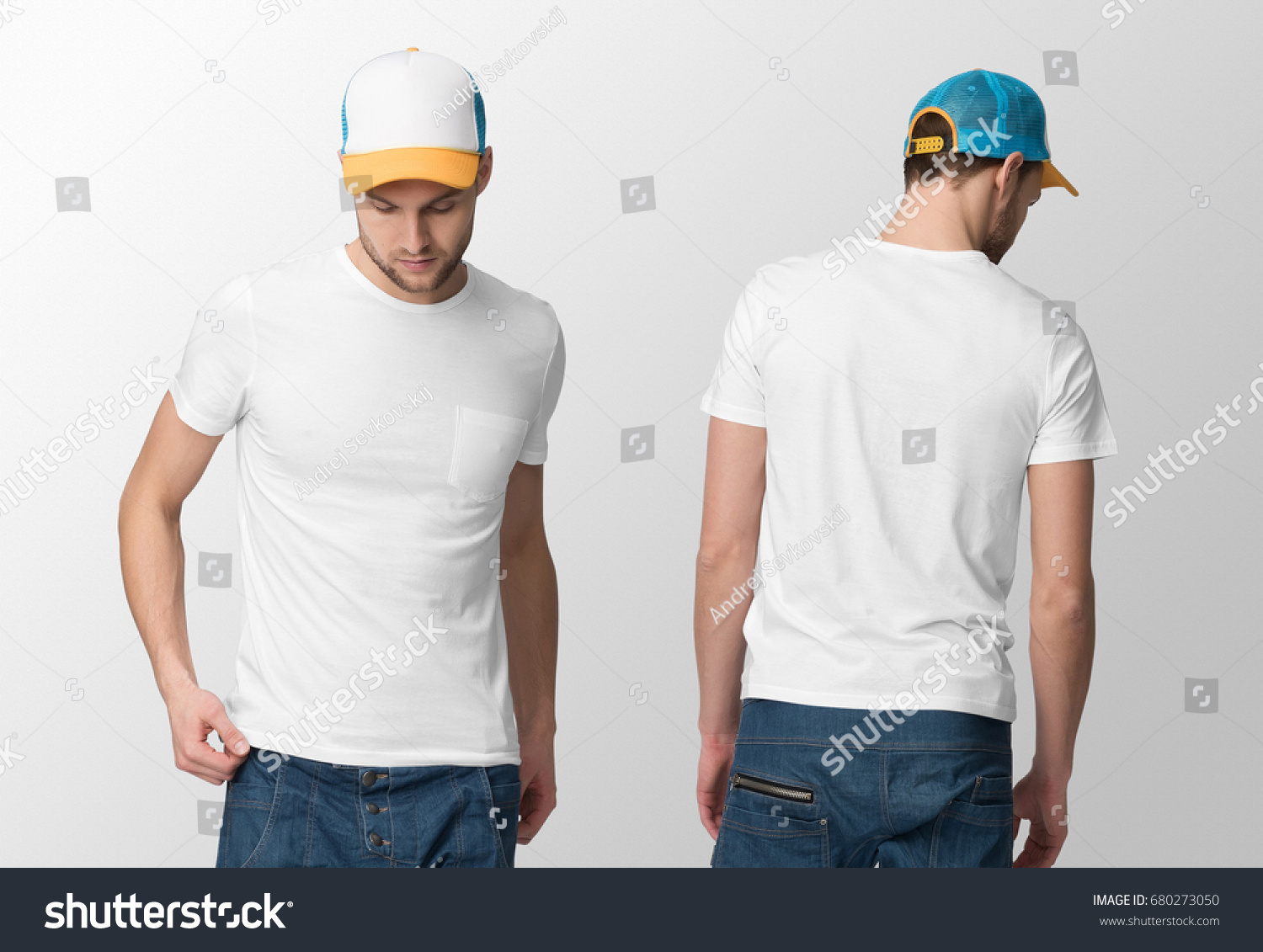 white cap t shirt