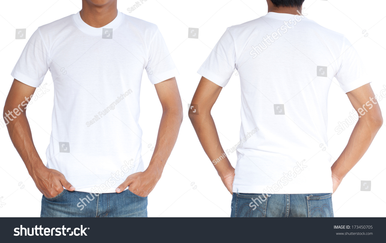 Download White Tshirt On Young Man Template Stock Photo 173450705 ...