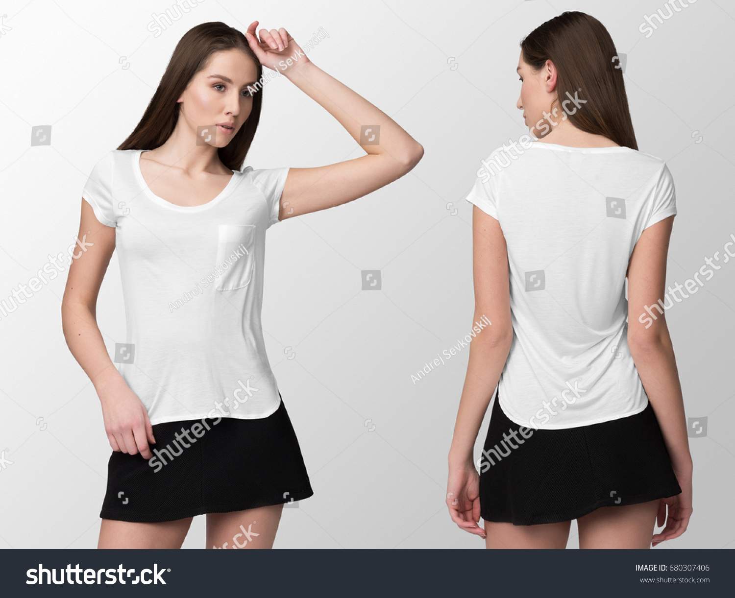 white t shirt and black skirt