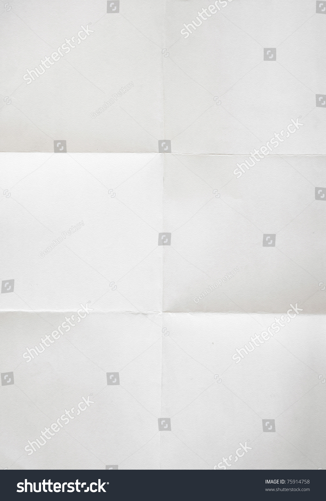 White Textured Sheet Of Paper Folded In Six Stock Photo 75914758 ...