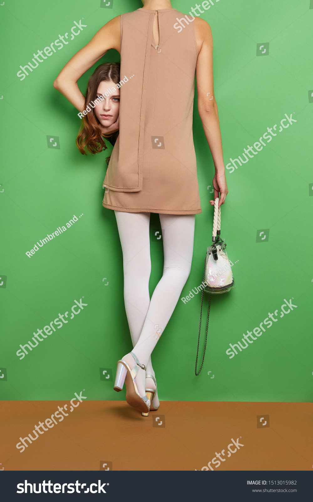 beige dress black tights