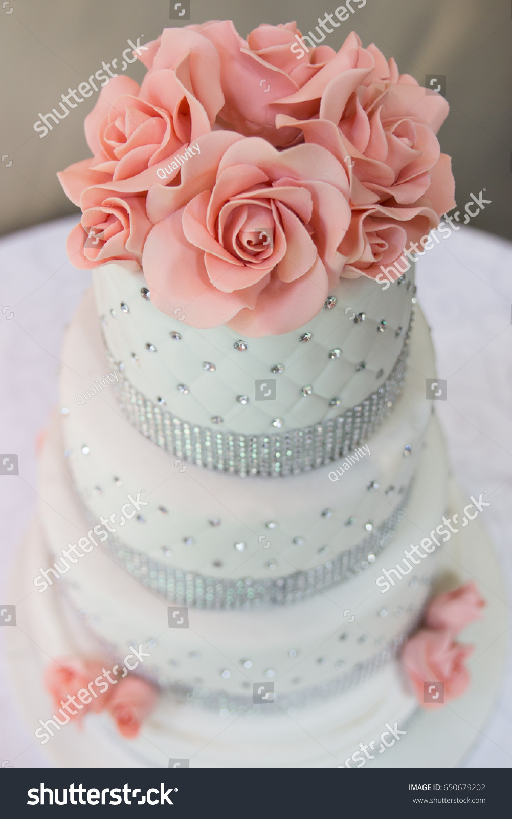 White Tower Wedding Party Cake Bling Stock Photo Edit Now 650679202