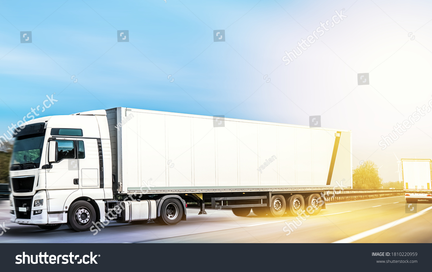 White Truck Speeding Away On Highway Stock Photo (Edit Now) 1810220959