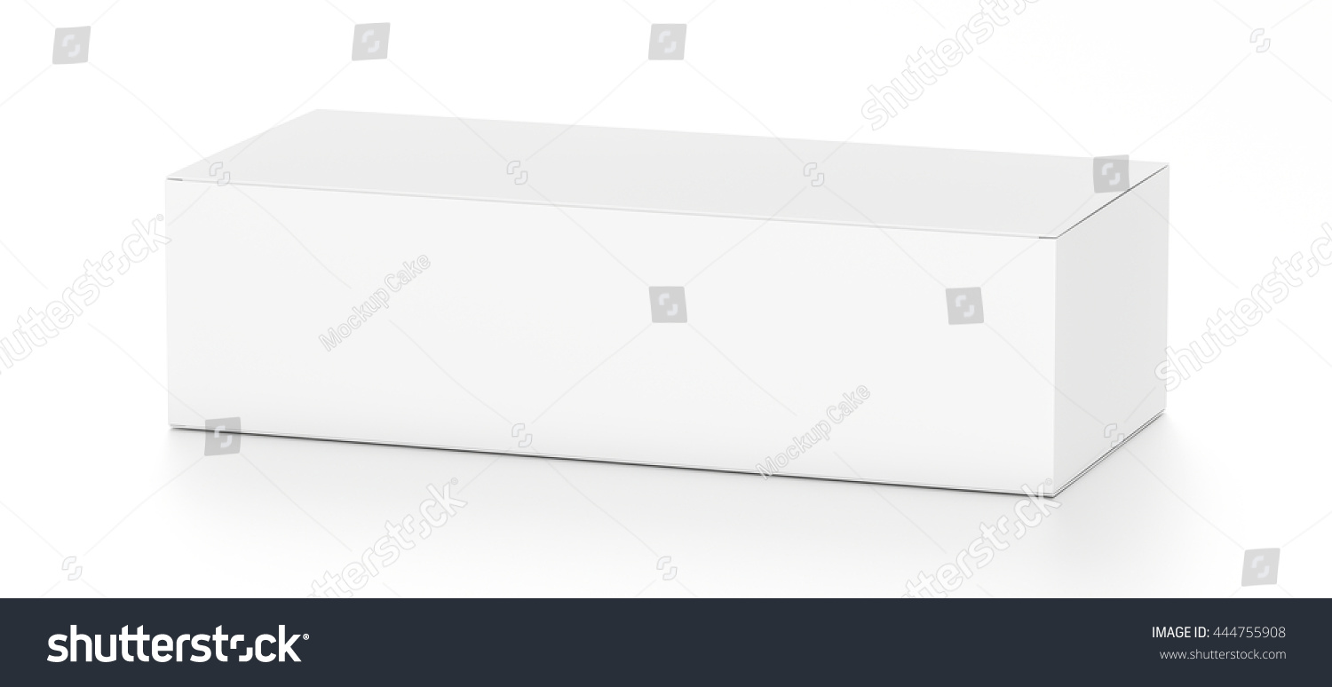 White Wide Horizontal Rectangle Blank Box From Top Side Far Angle. 3d ...