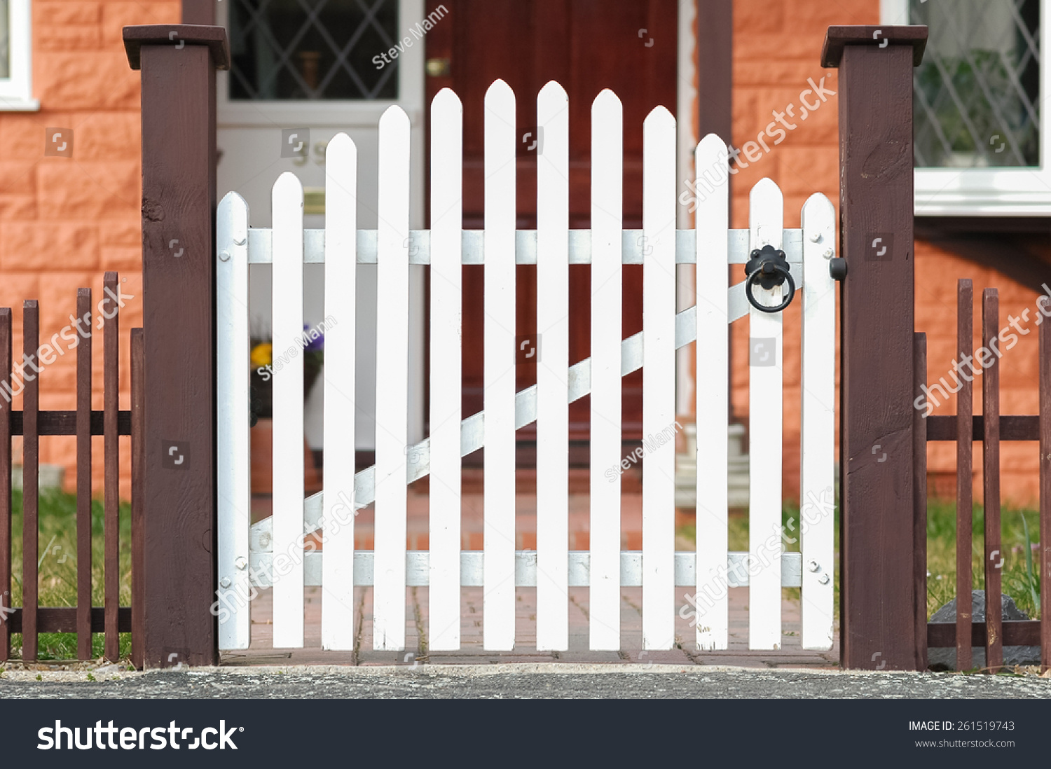 White Wooden Gate Low Fence Around Stock Photo 261519743 White Wooden Gate Low Fence Around Stock Photo 261519743