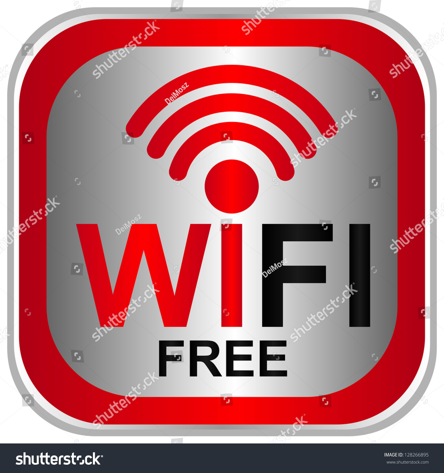 Wifi Free Sign With Square Red Glossy Style Icon Isolated On White ...