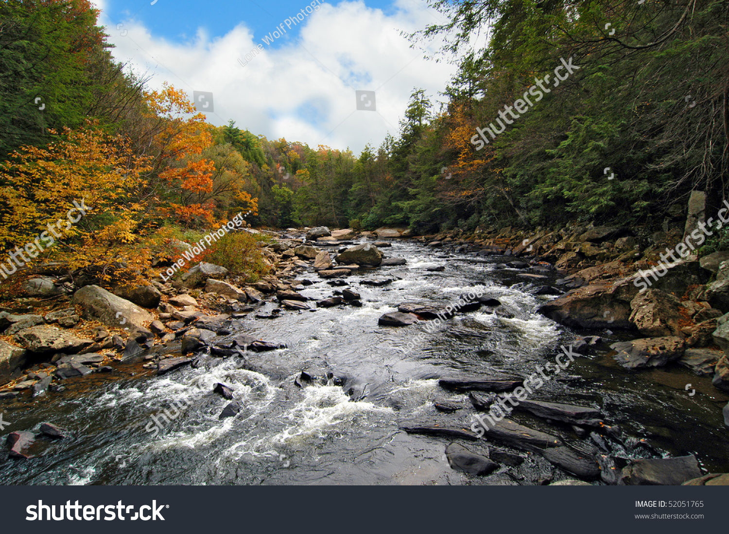 Wild River In Swallow Falls, Md In The Appalachian Mountains In Autumn ...