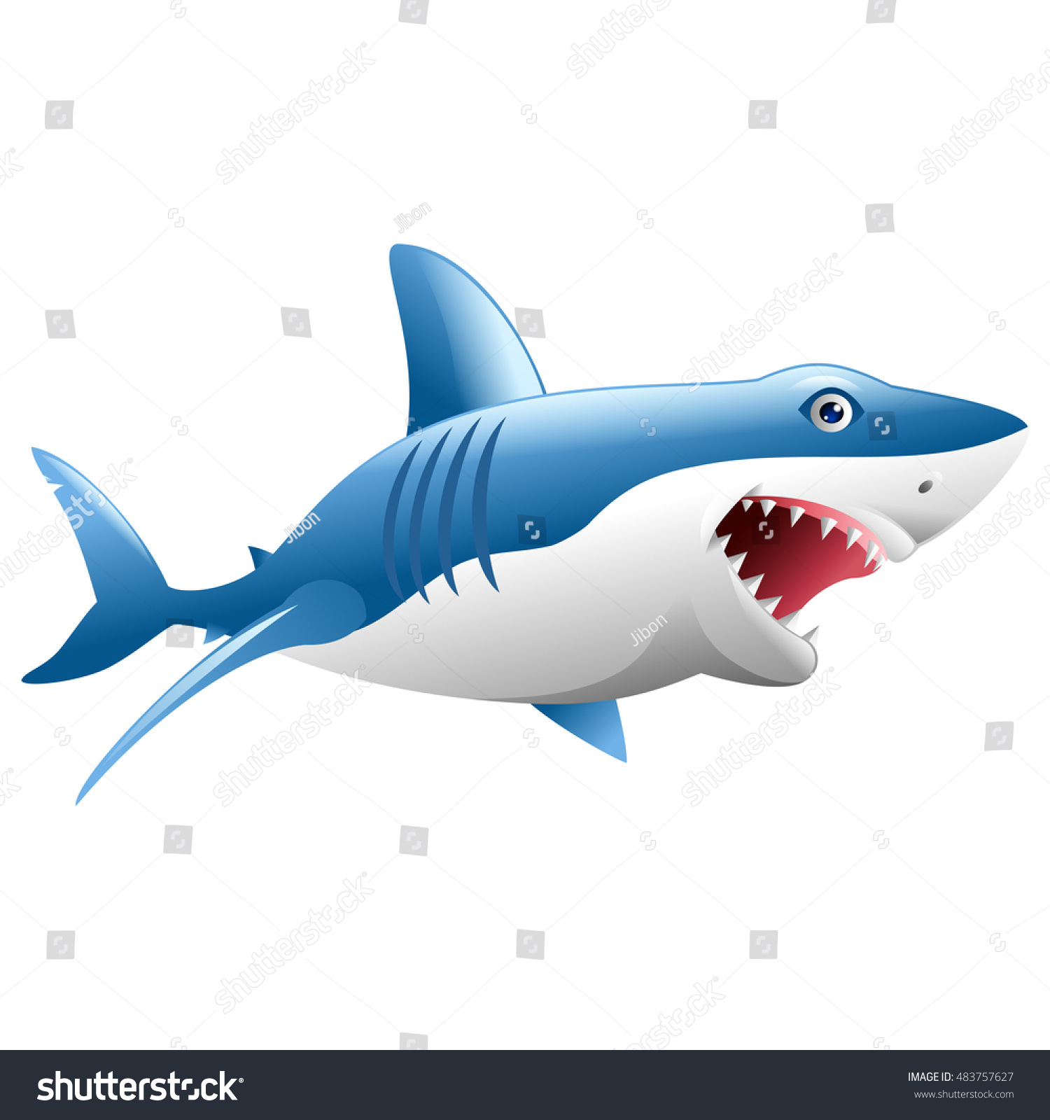 Wild Shark Attack On White Background のイラスト素材