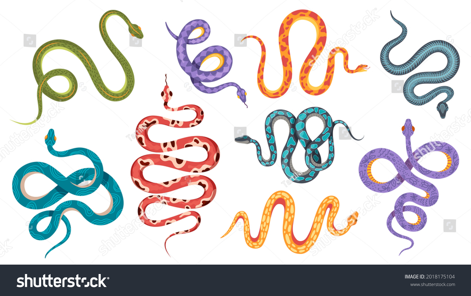 Wild Snakes Colorful Coral Snake Tattoos Stock Illustration 2018175104 