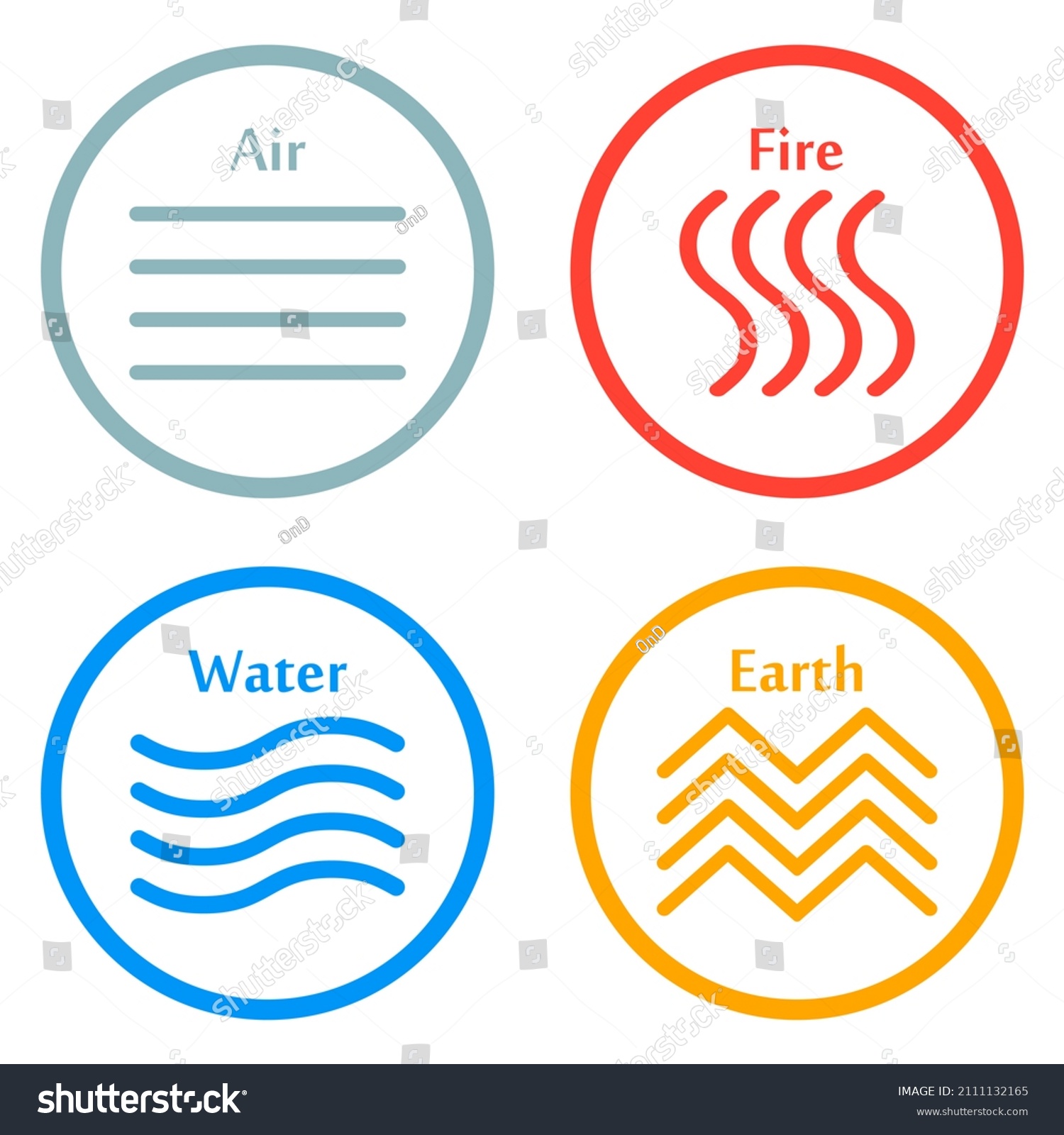 Wind Fire Water Earth Symbols Icons Stock Illustration 2111132165 ...