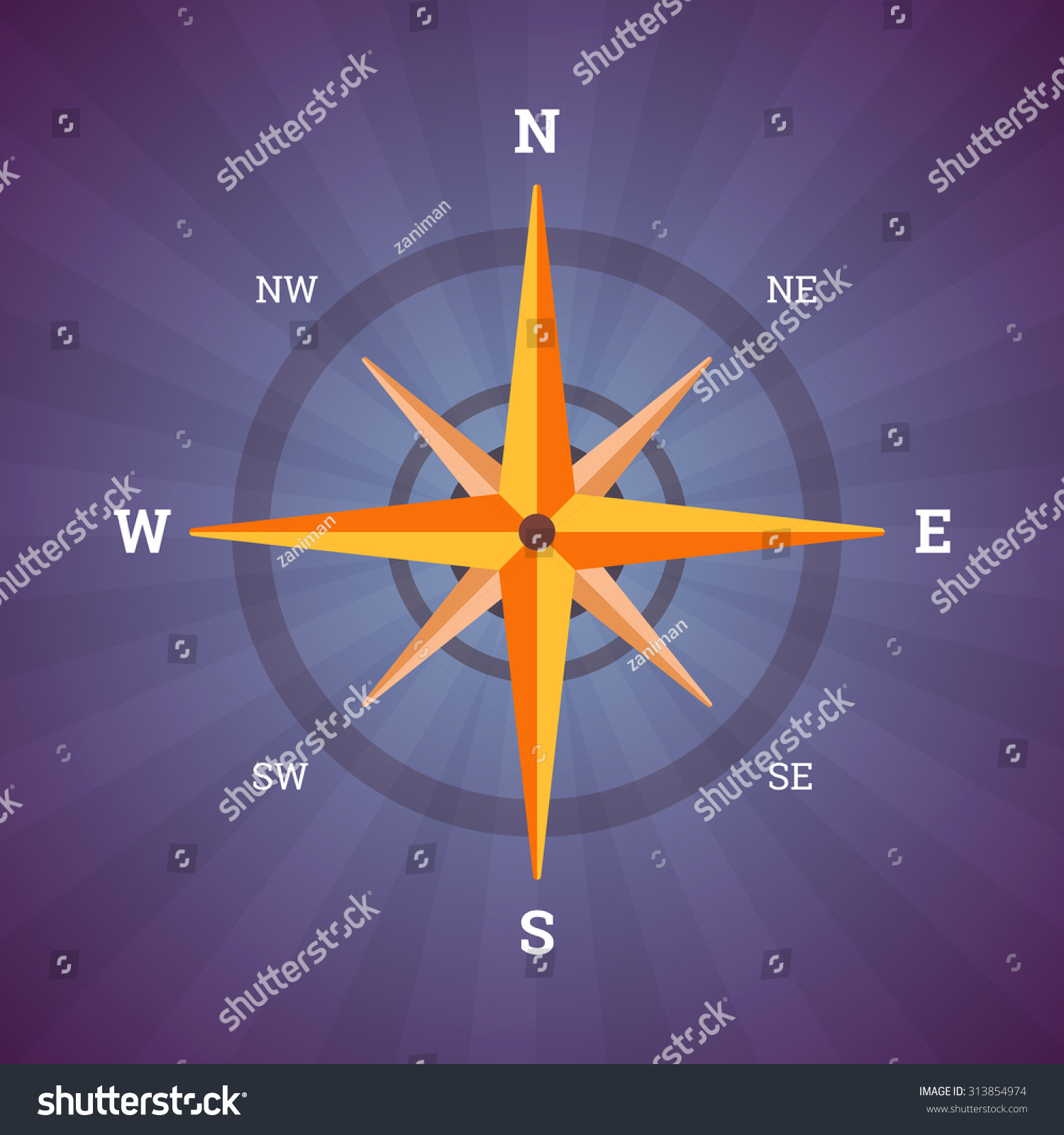 Wind Rose Compass Illustration Vintage Colors Stock Illustration 313854974 Shutterstock