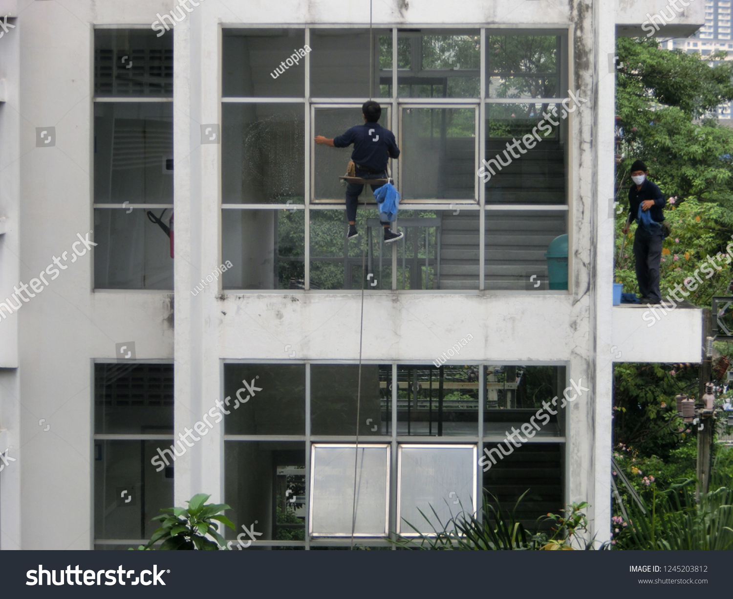 Window Cleaner Window Washer One Most Stock Photo Edit Now 1245203812