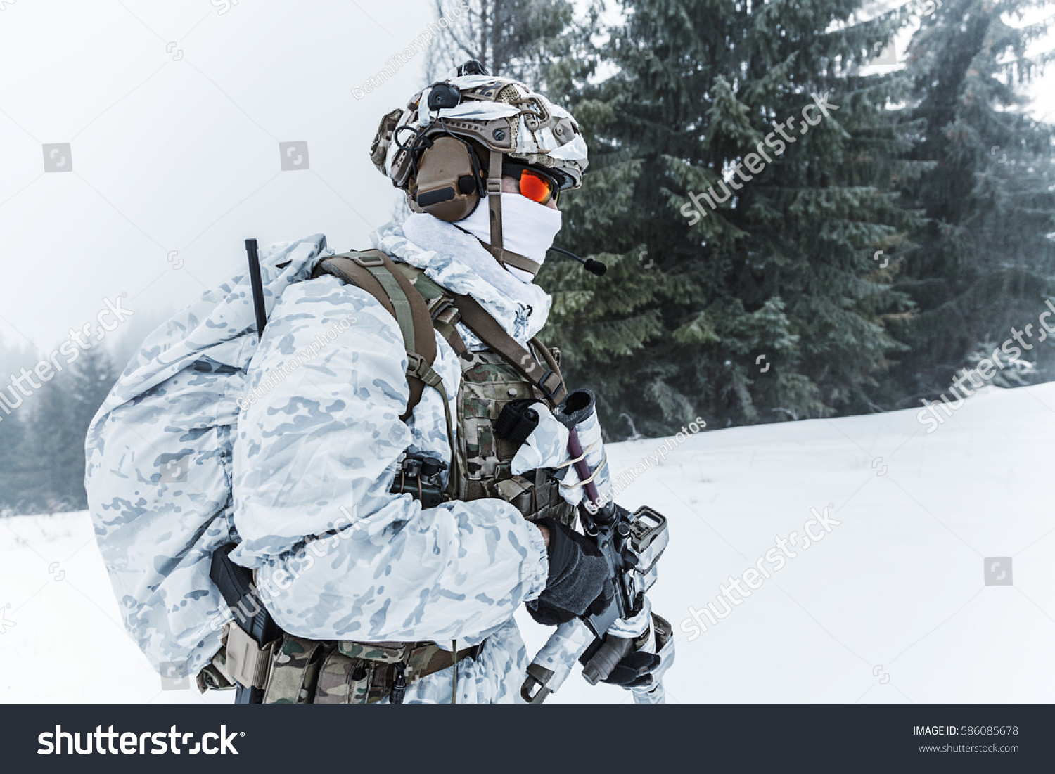 Winter Arctic Mountains Warfare Action Cold Stock Photo 586085678 ...