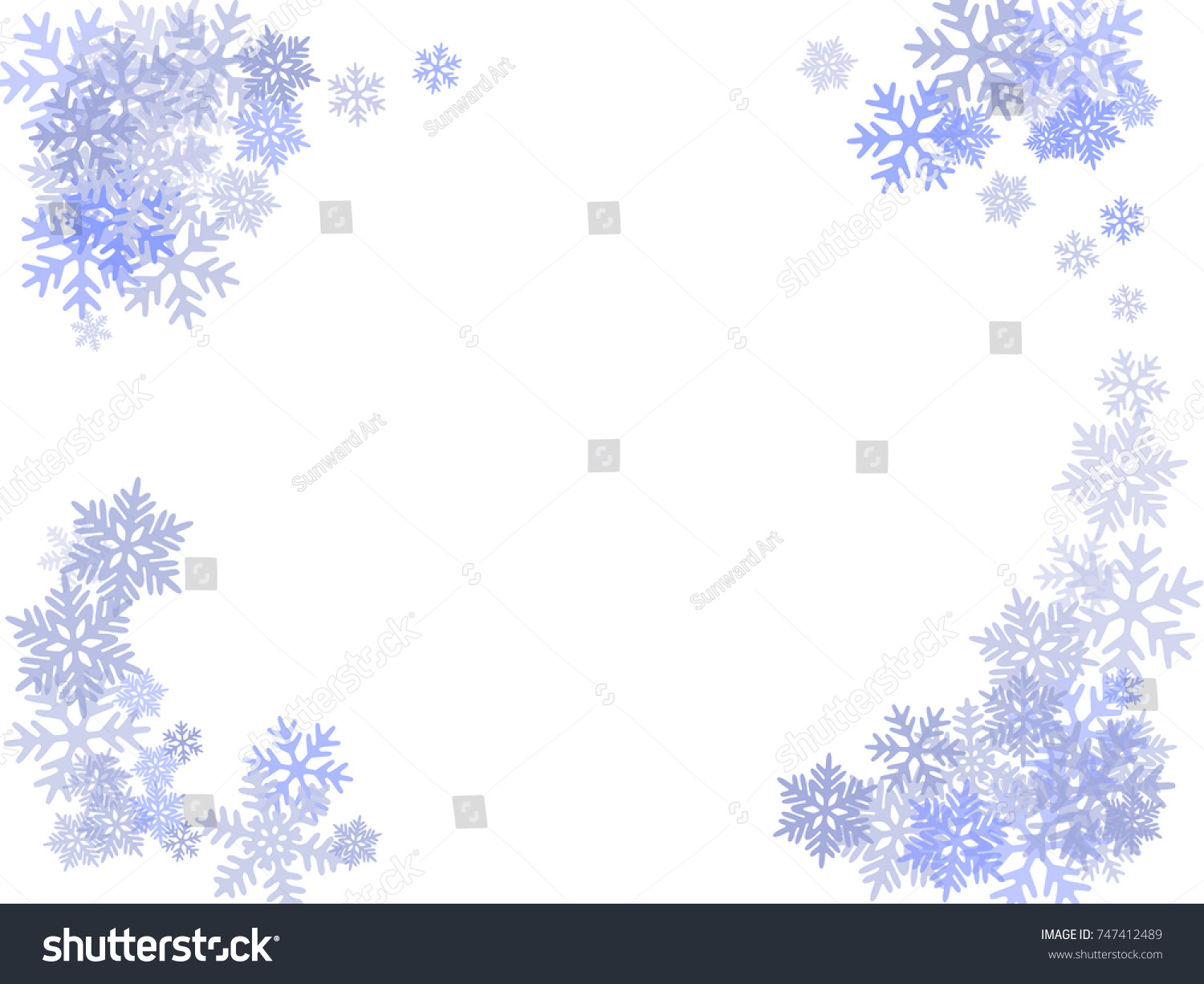 winter card border snow flakes falling stock illustration