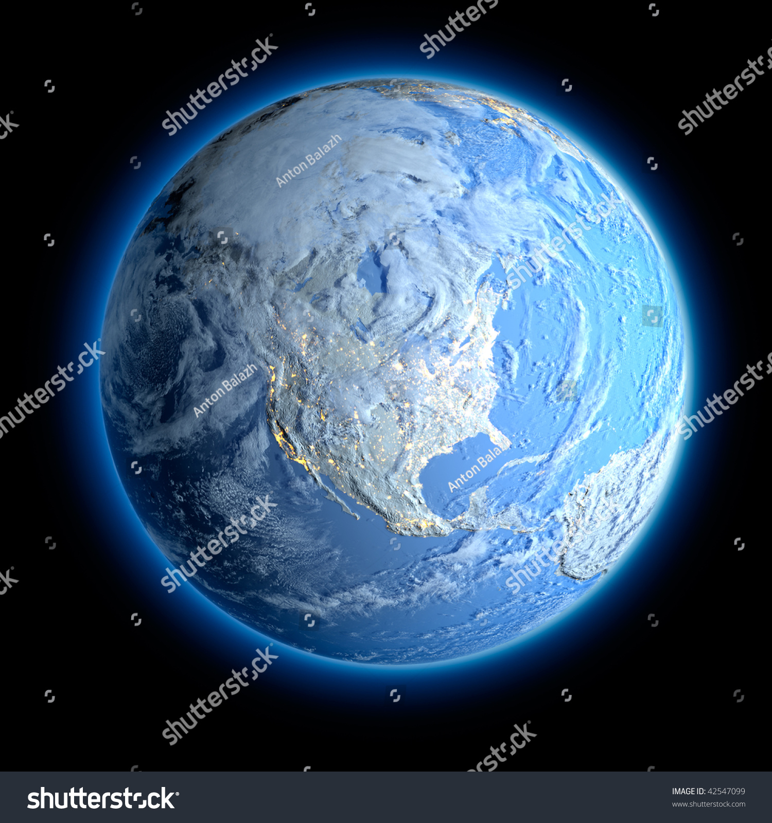 Winter Earth. All The Continents Are Covered With Snow And Signs Of ...