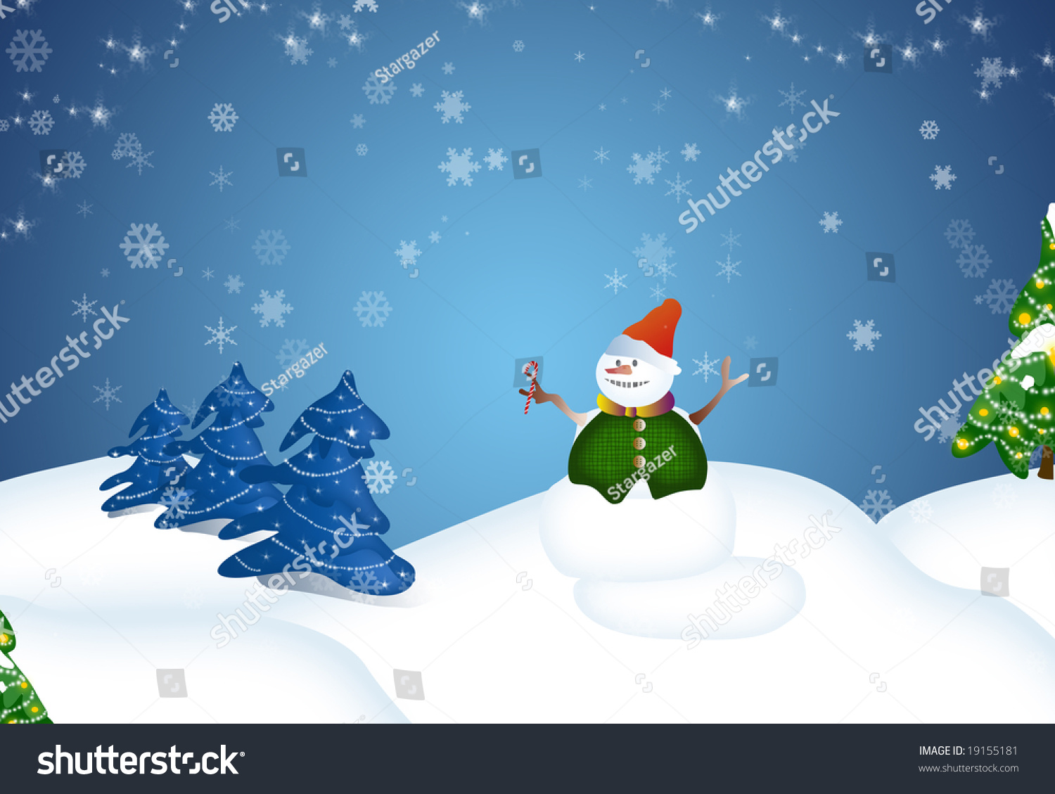 royalty free stock illustration of winter snow scene snowman see animated winter scene