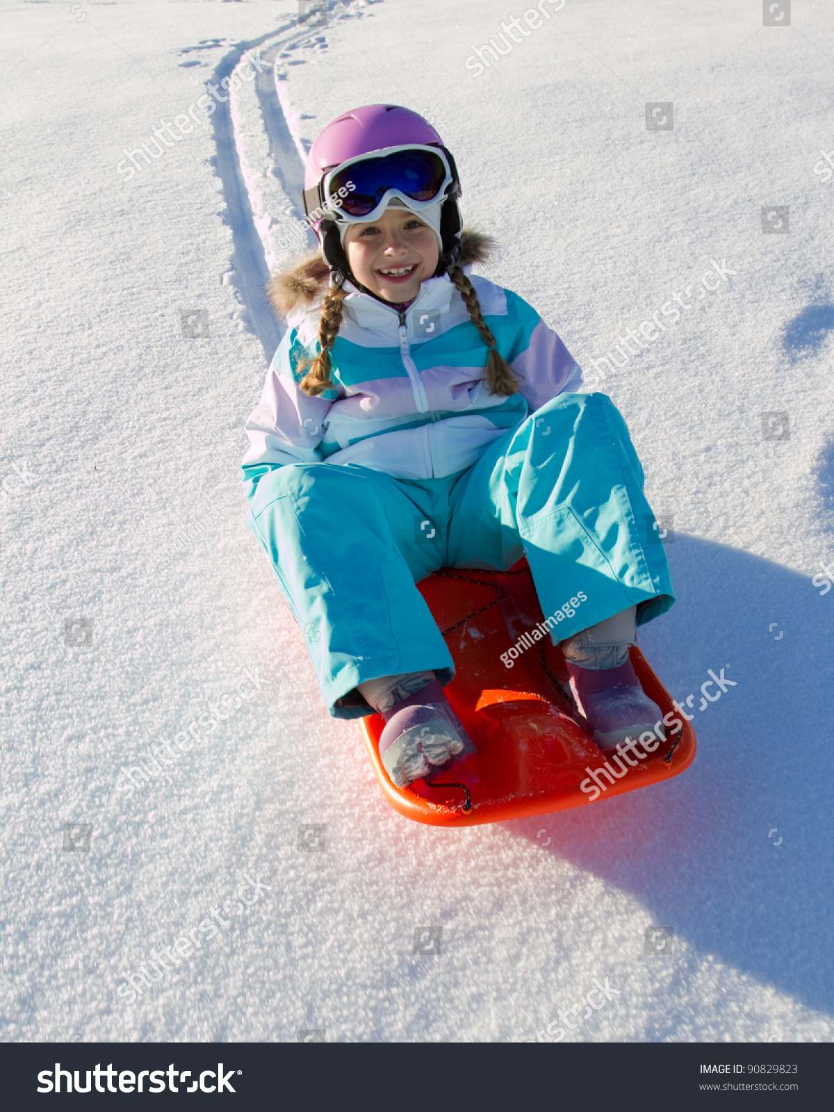 Winter, Snow, Sledding At Winter Time Stock Photo 90829823 : Shutterstock