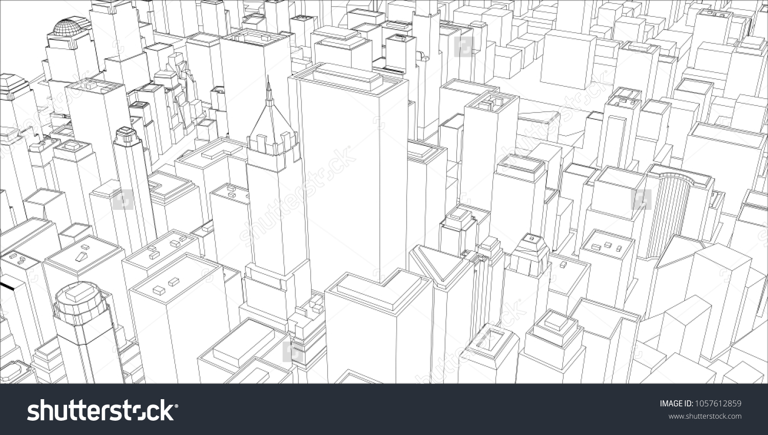 Wireframe New York City Blueprint Style Stock Illustration 1057612859 