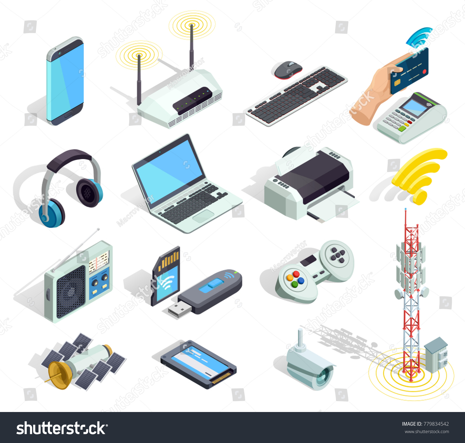 Wireless Connection Technology Electronic Gadgets Devices 库存插图779834542