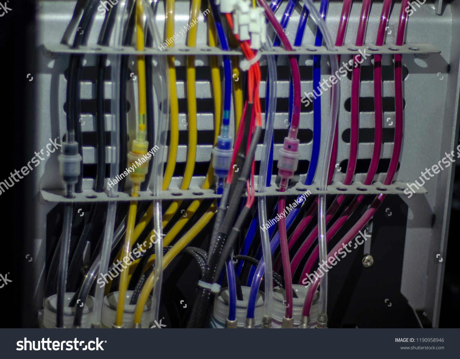 Wiring Plc Control Panel Wires Industrial Stock Photo 1190958946