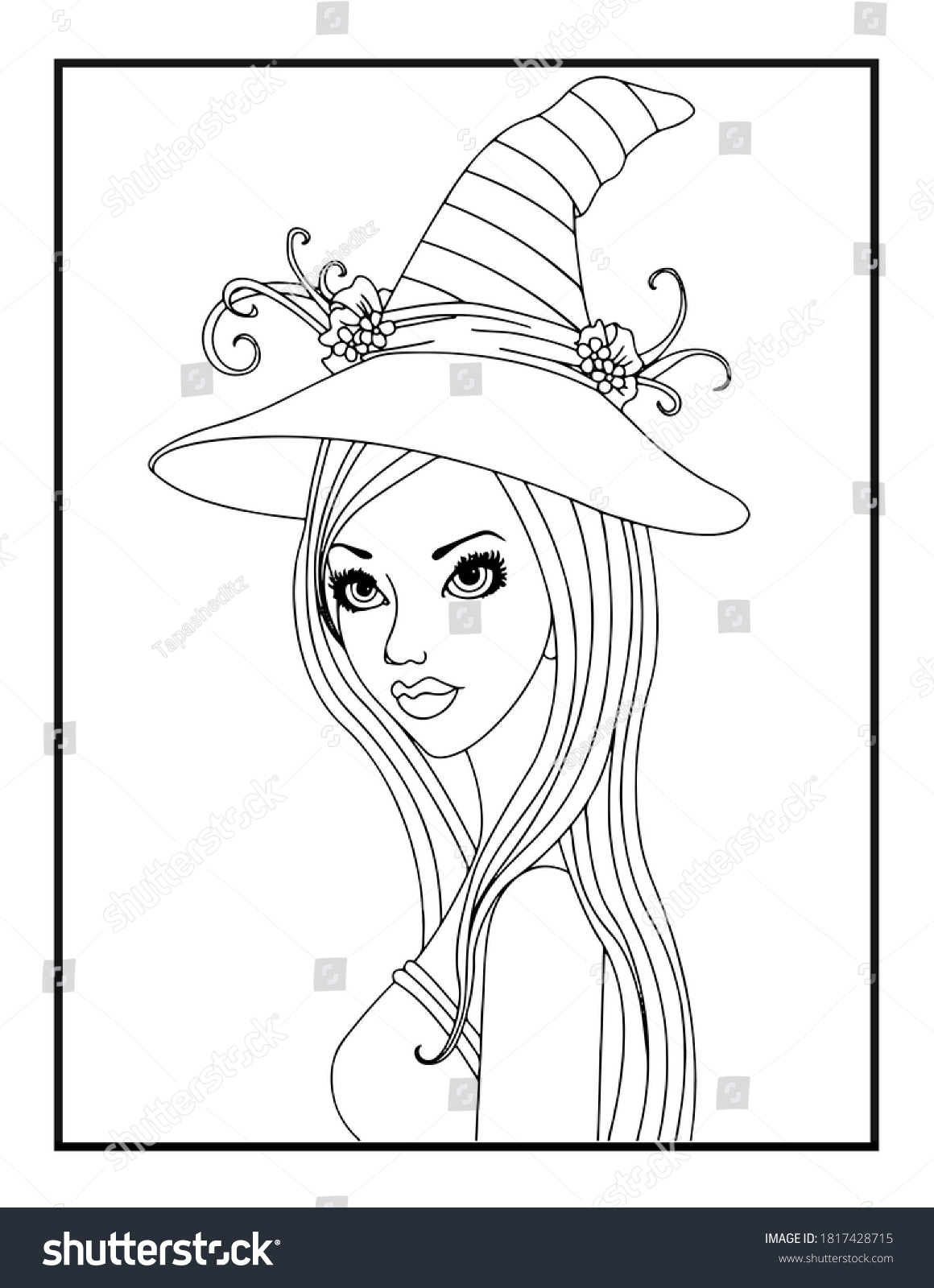 Witch Coloring Pagesadult Coloring Pages Halloween Stock Illustration