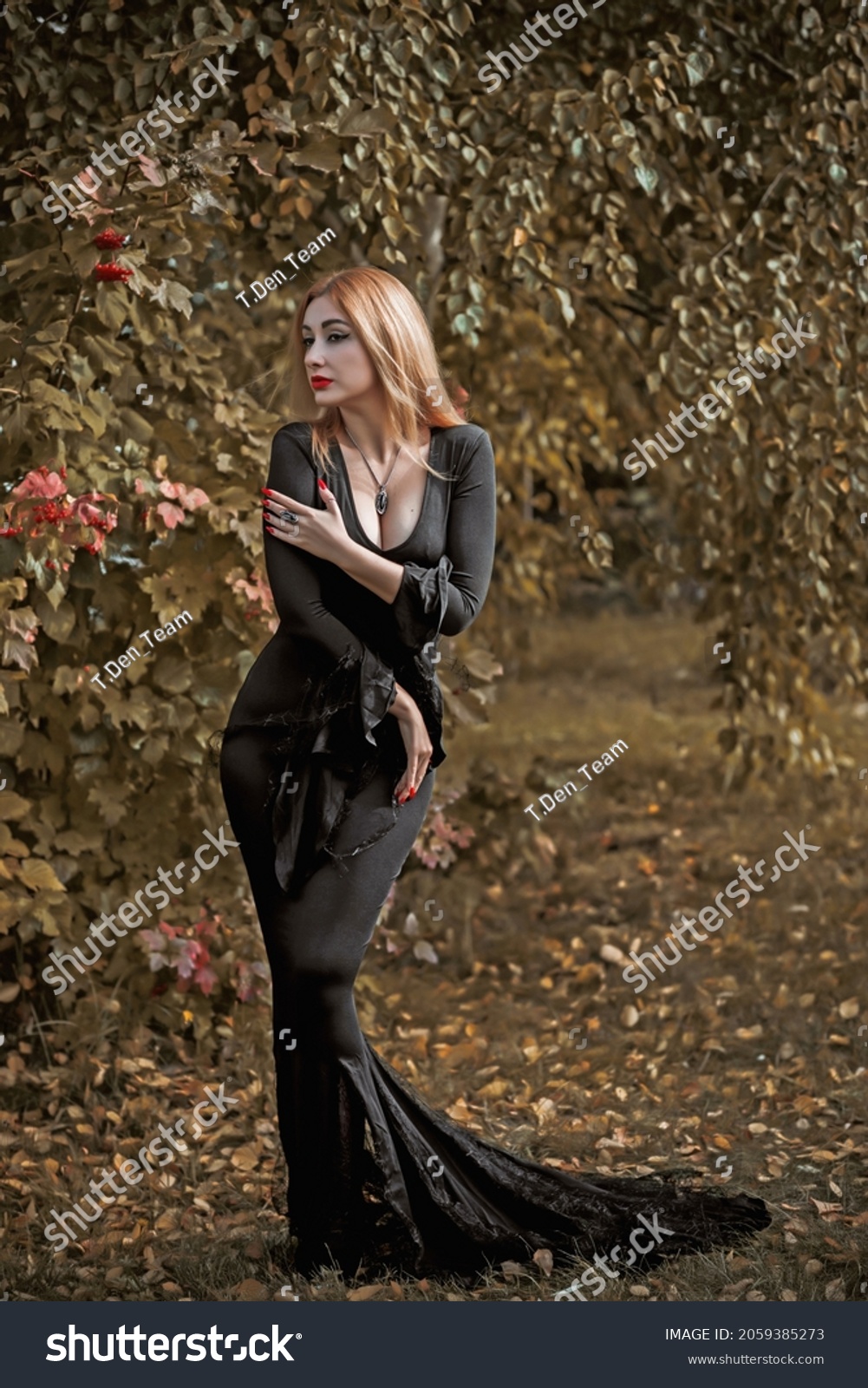Witch Black Dress Halloween Concept Ideas Stock Photo 2059385273 ...