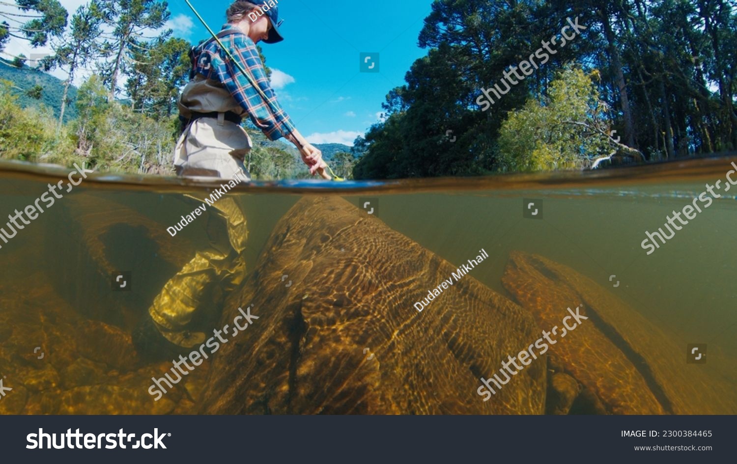  Tawny Brown Classic  Template Design Featuring Woman Angler on the River