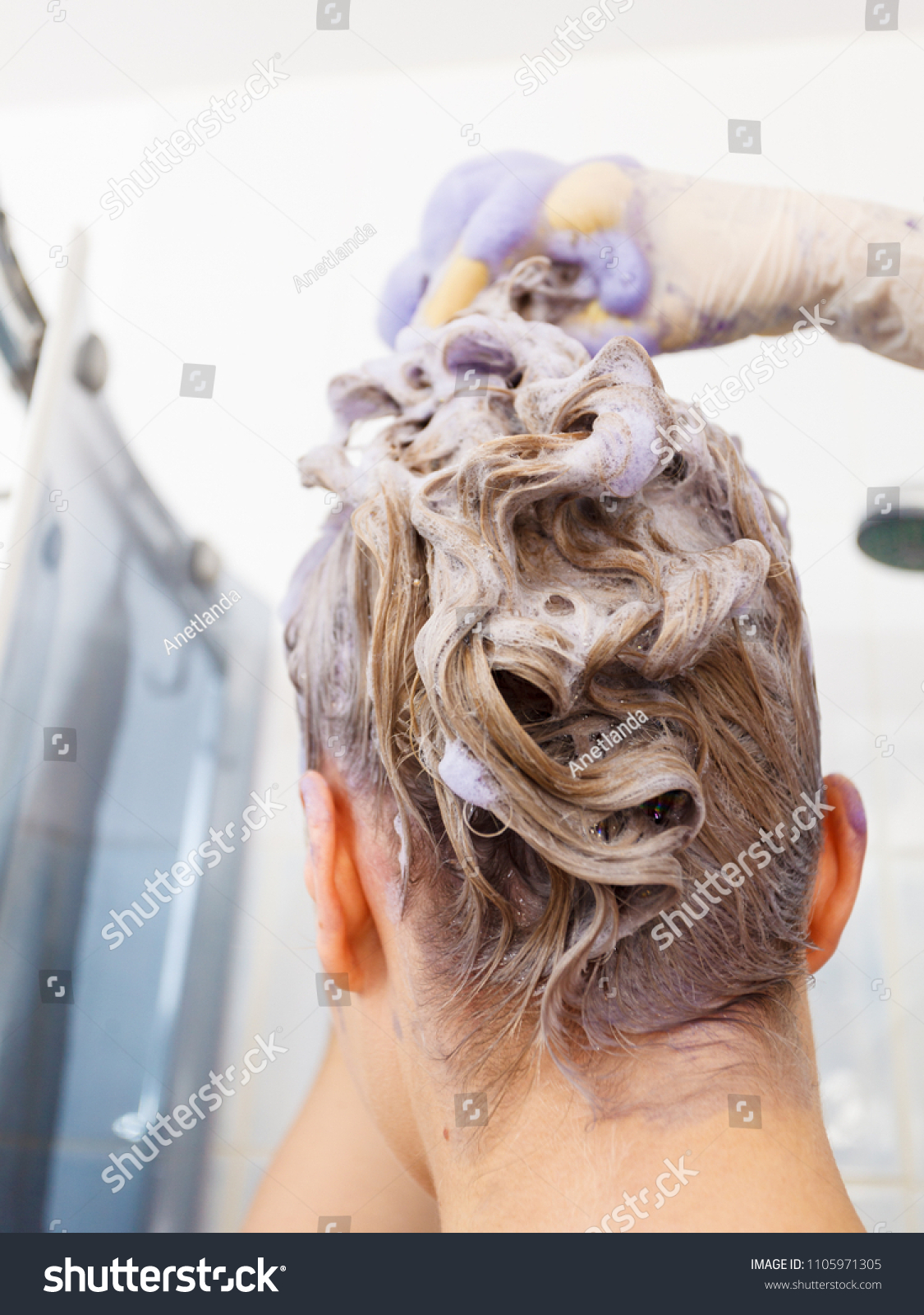Woman Applying Coloring Shampoo On Her Stock Photo Edit Now