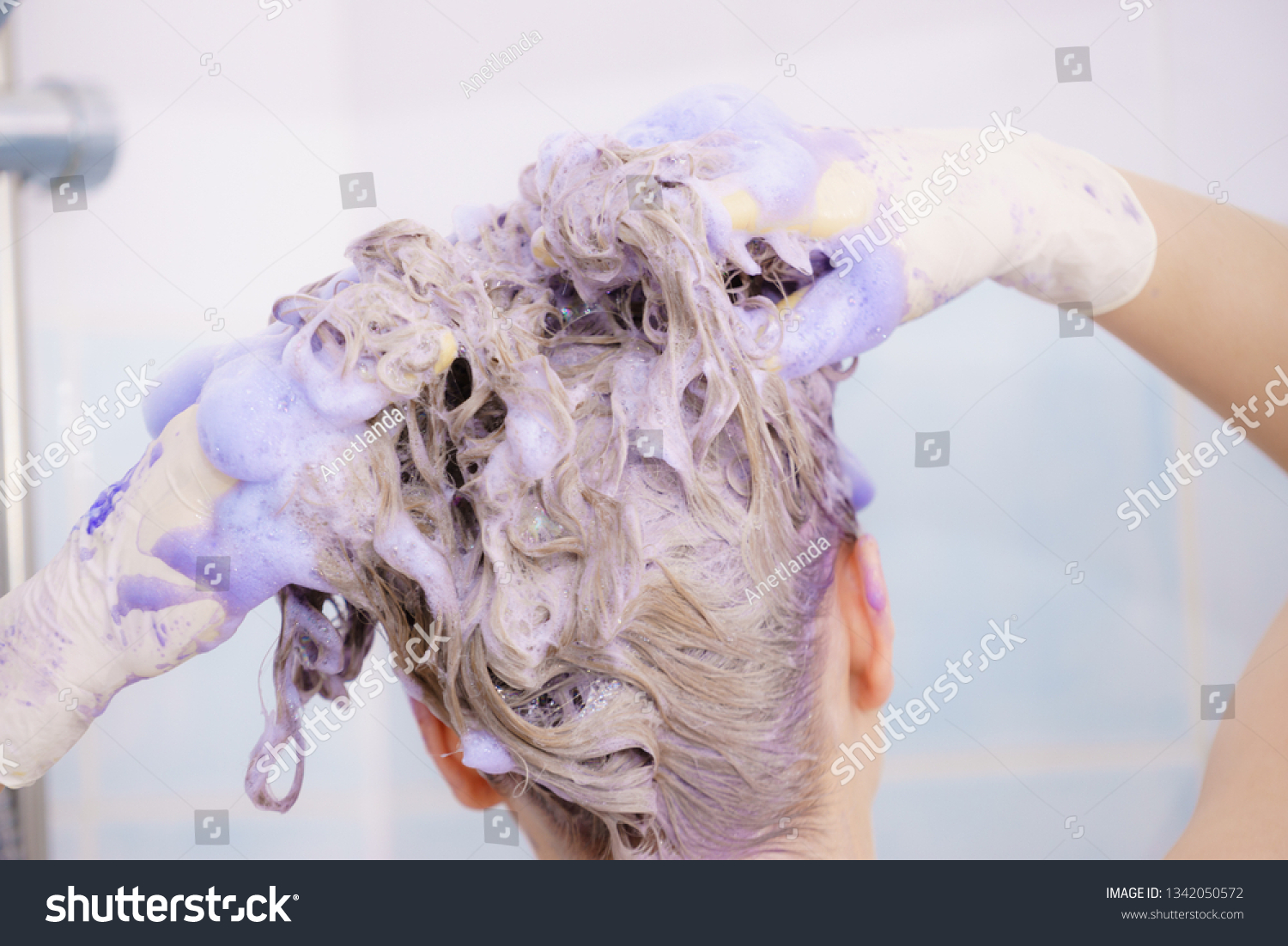 Woman Applying Coloring Shampoo On Her Stock Photo Edit Now