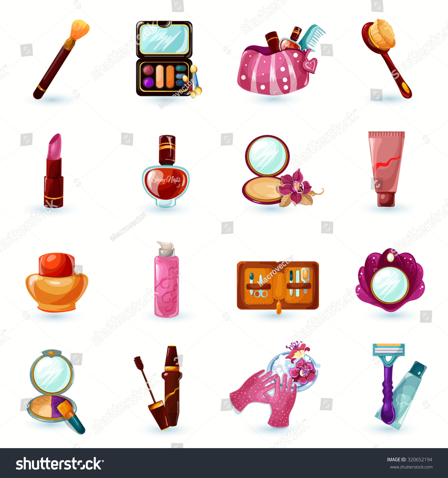 Woman Beauty Cosmetics Makeup Cartoon Icons Stock Illustration