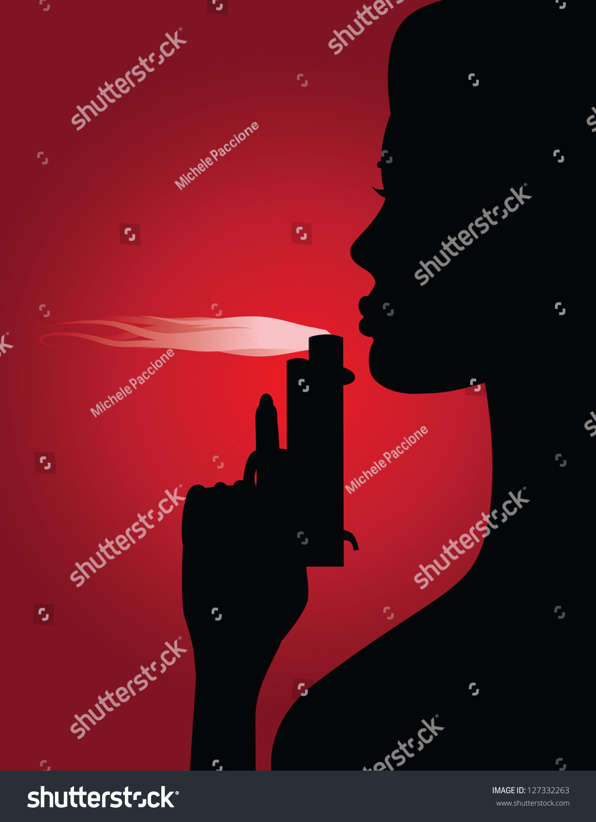 Woman Blowing Smoke Gun Jpg Stock Illustration 127332263 - Shutterstock