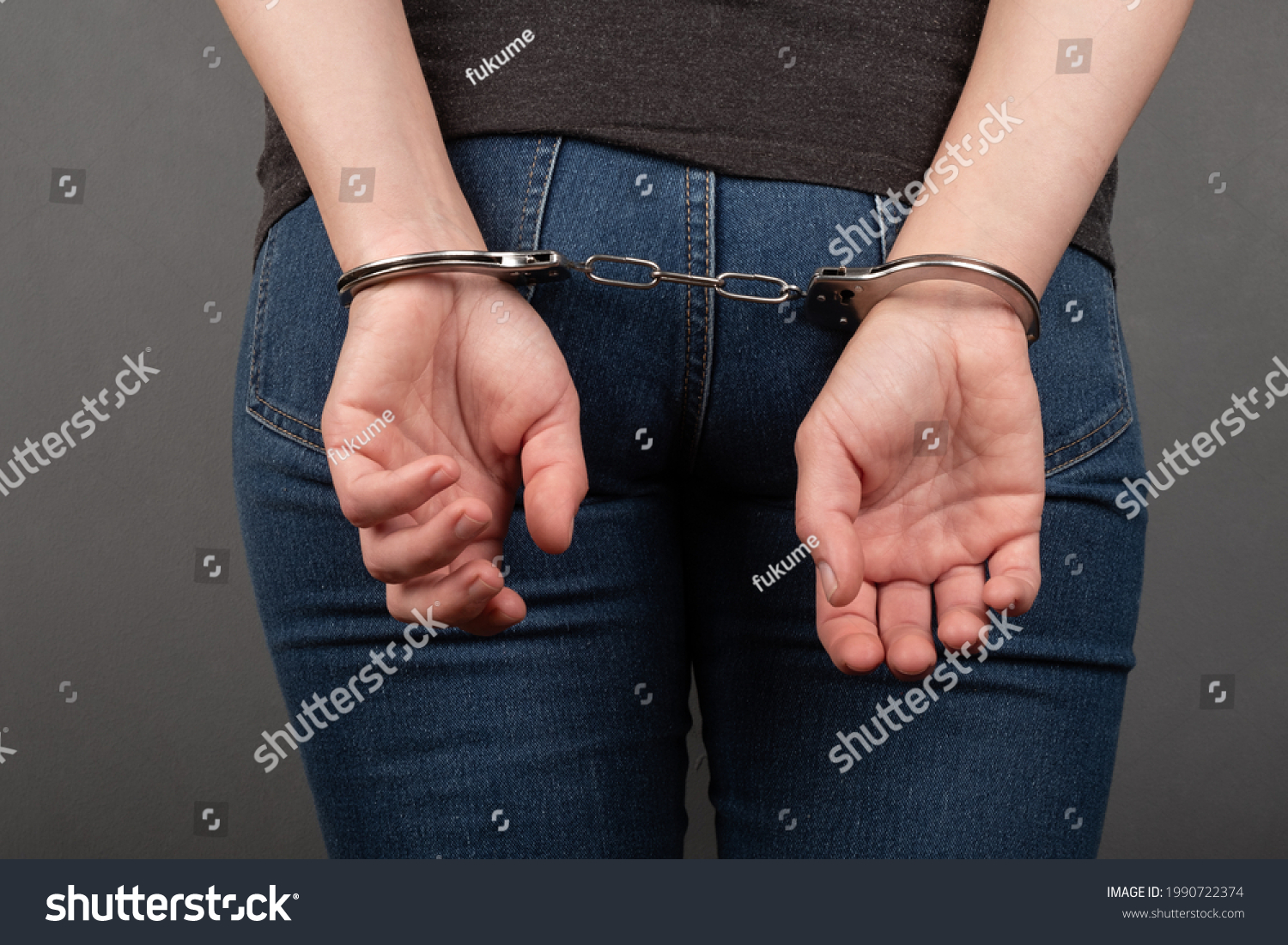 Woman Chained Handcuffs Back View Stock Photo 1990722374 | Shutterstock