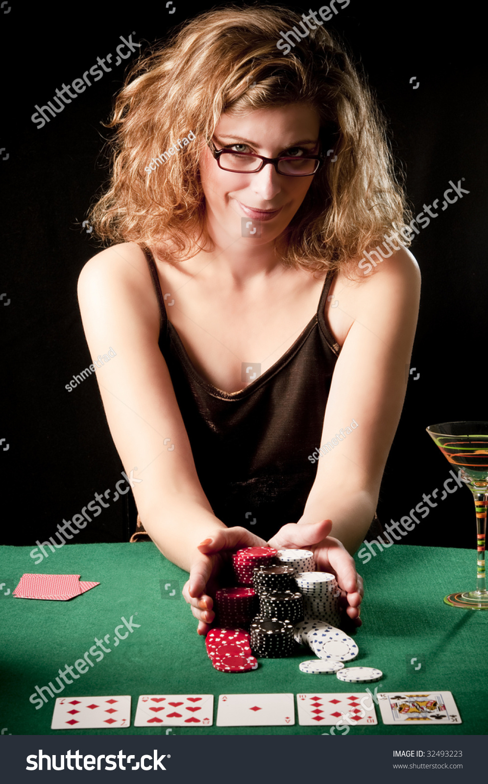Woman Doing All-In Playing Poker Stock Photo 32493223 : Shutterstock