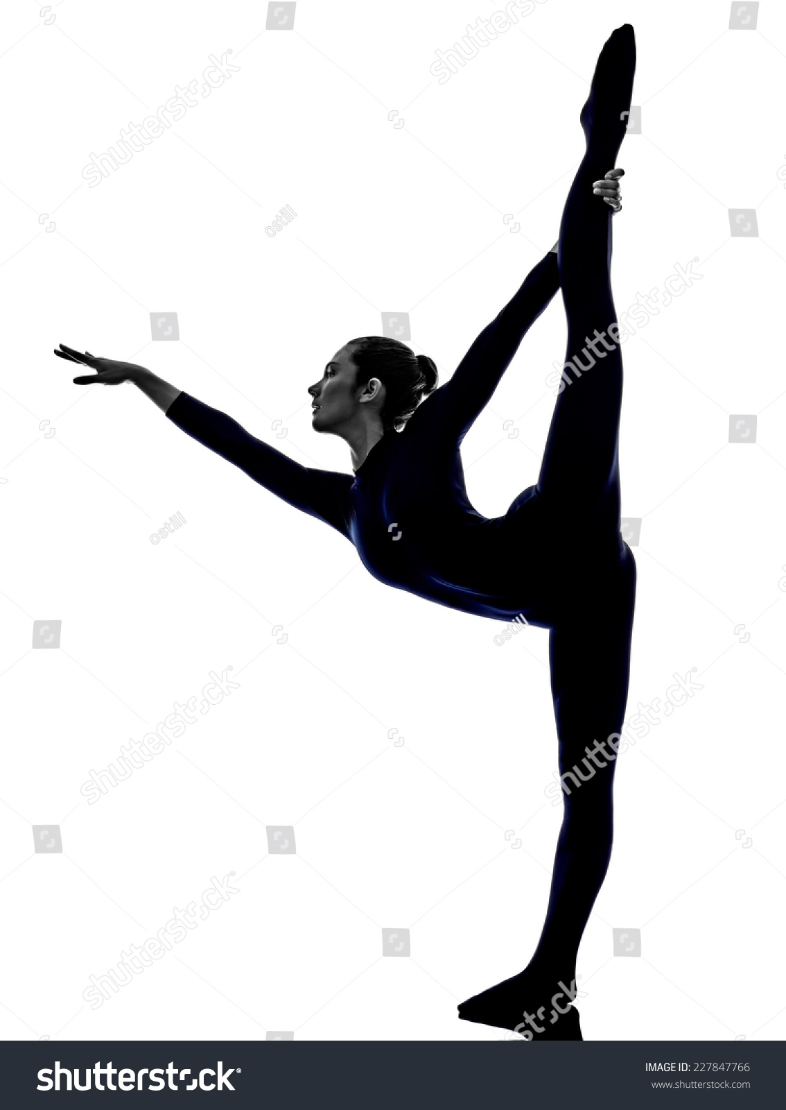 Woman Exercising Natarajasana Dancer Pose Yoga Stok Fotografi Simdi Duzenle 227847766