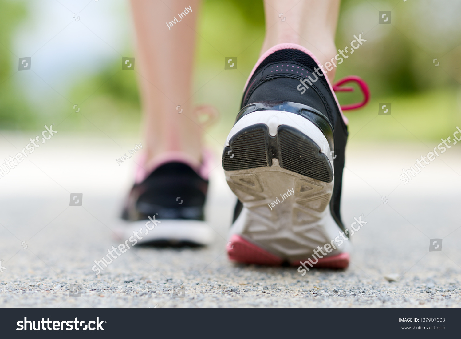 barefoot running on road