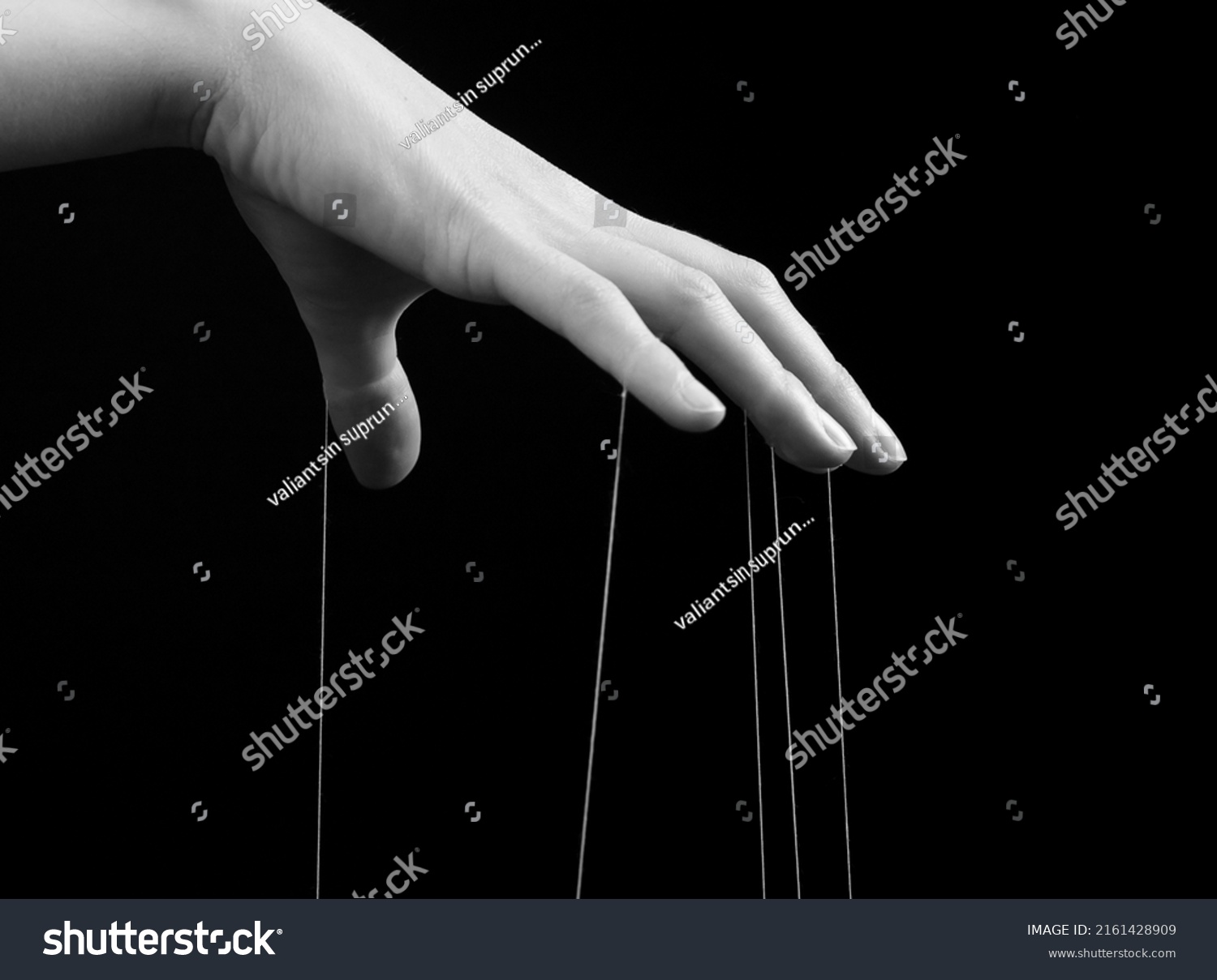 Woman Hand Strings On Fingers Manipulation Stock Photo 2161428909 ...