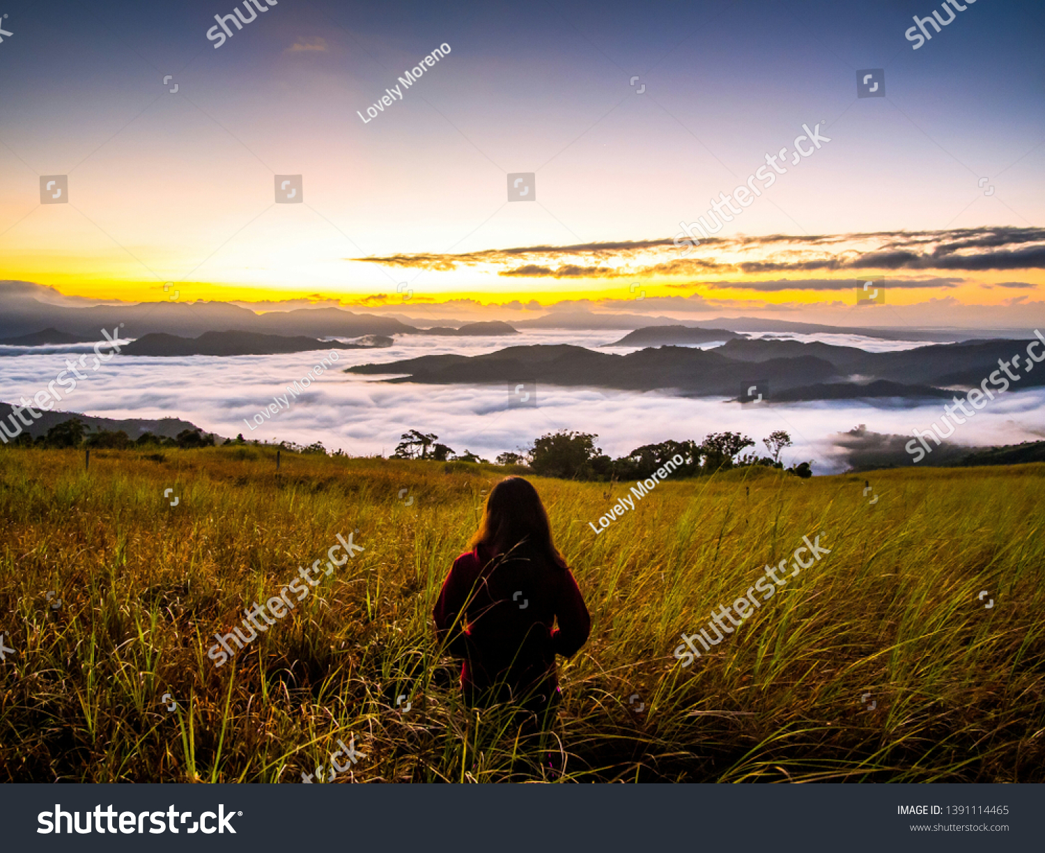 Woman Hiking Looking Sea Clouds Philippines Stock Photo Edit Now