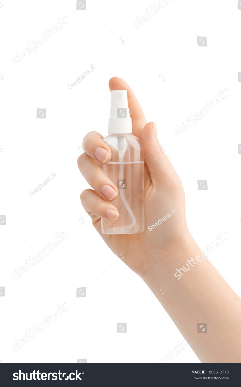 Woman Holds Alcoholbased Handwashing Spray Preventive Stock Photo ...