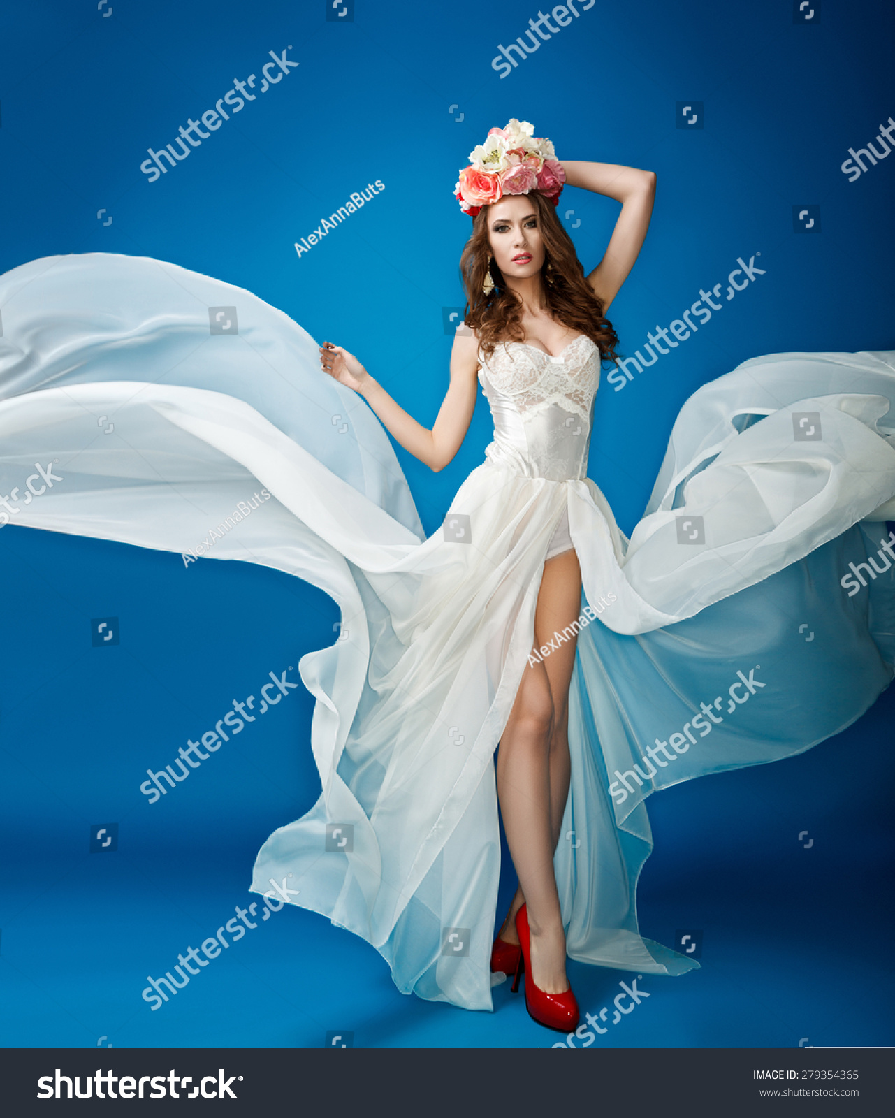 white flowing gown