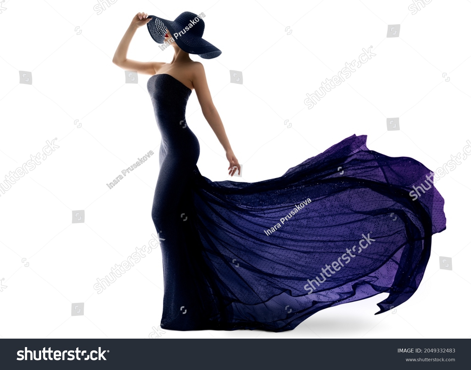 black and purple long dress